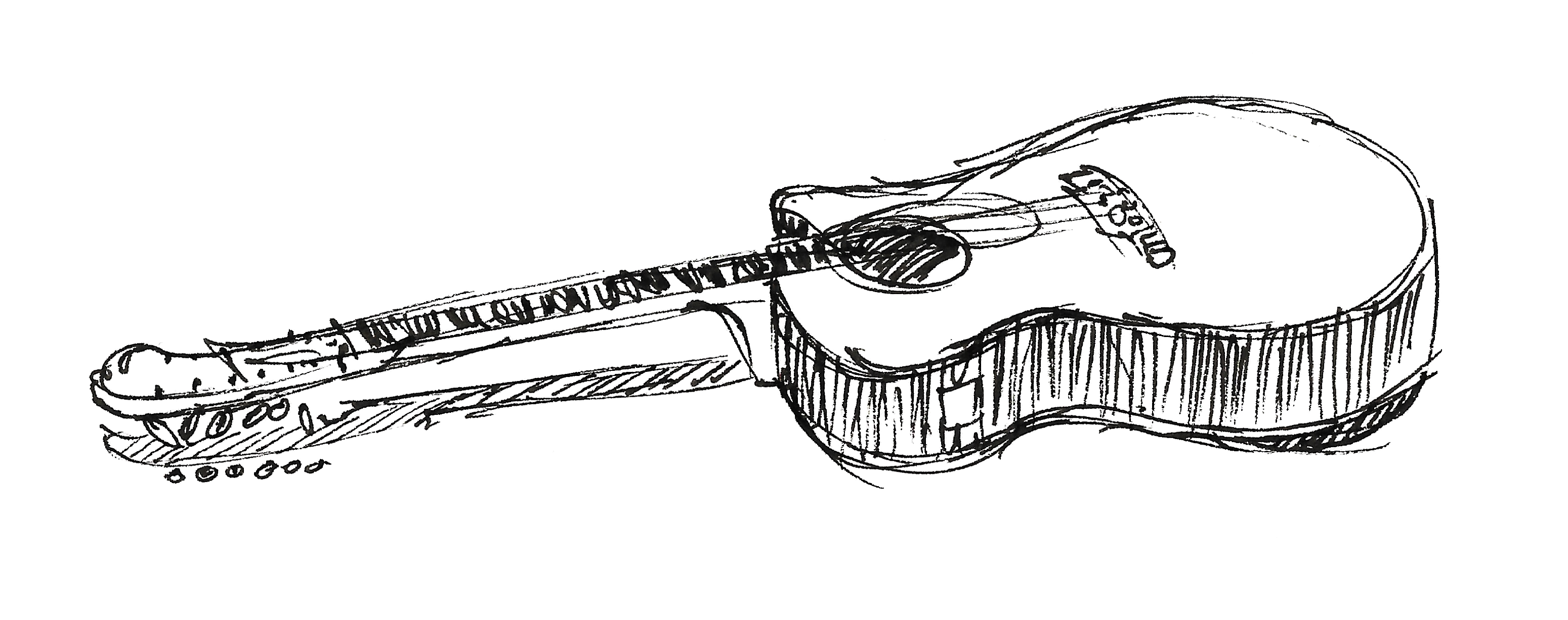 Drawing of a guitar laying down